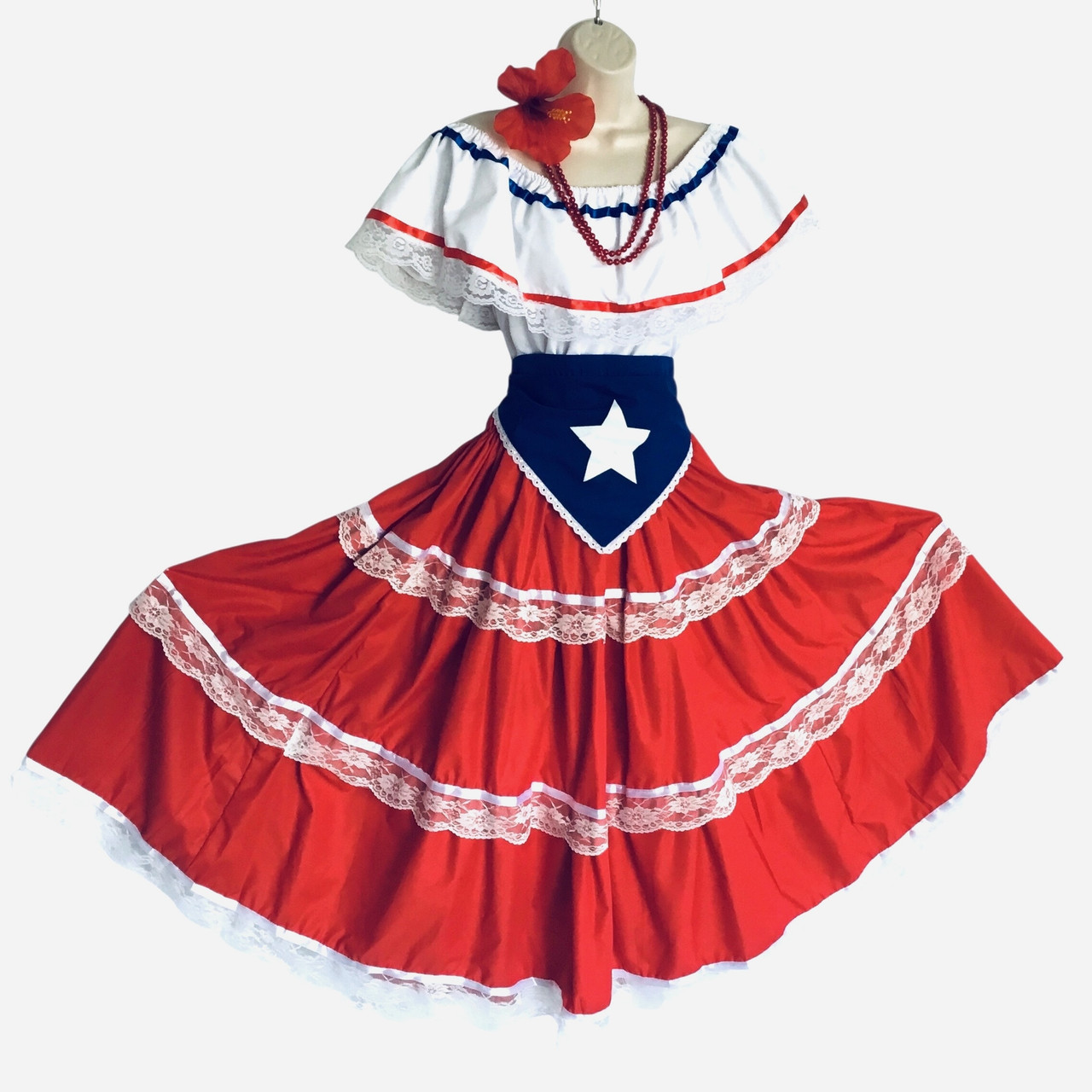 traditional puerto rican dress Custom Made-to-order Plena or Skirt & Top Set | Handmade Plena Dance Outfit All White Bomba Y Plena