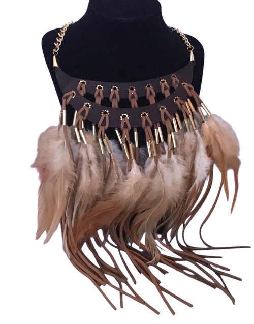 2956 A-  Woman Necklace feather design.