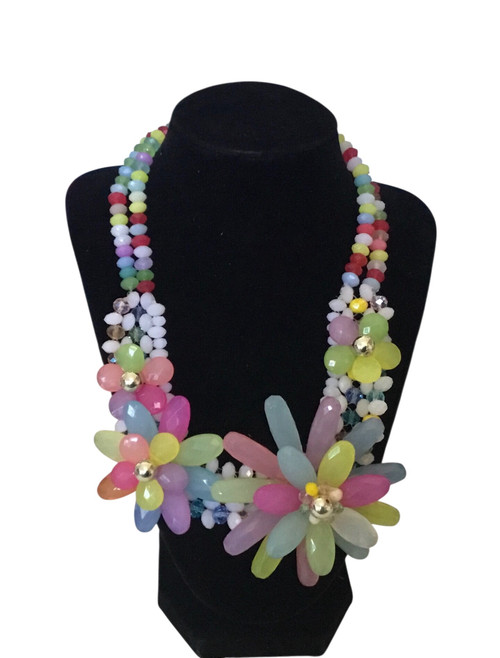 2966 A-Beaded Floral Statement Necklace