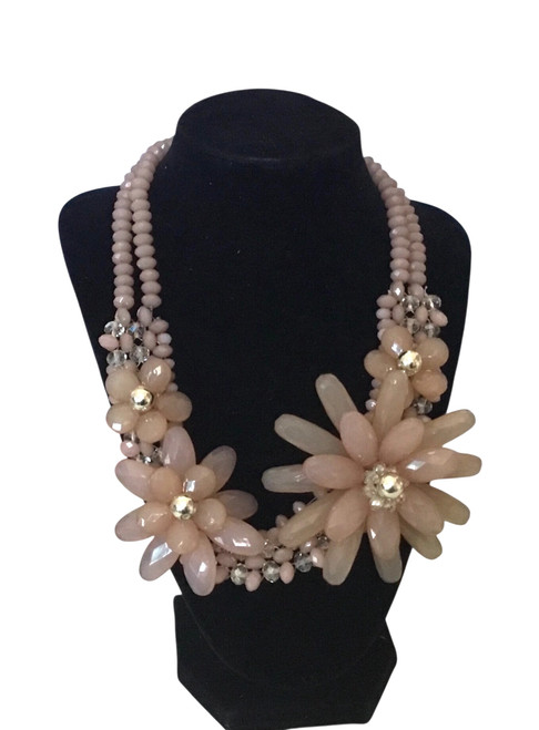 2966 A-Beaded Floral Statement Necklace*