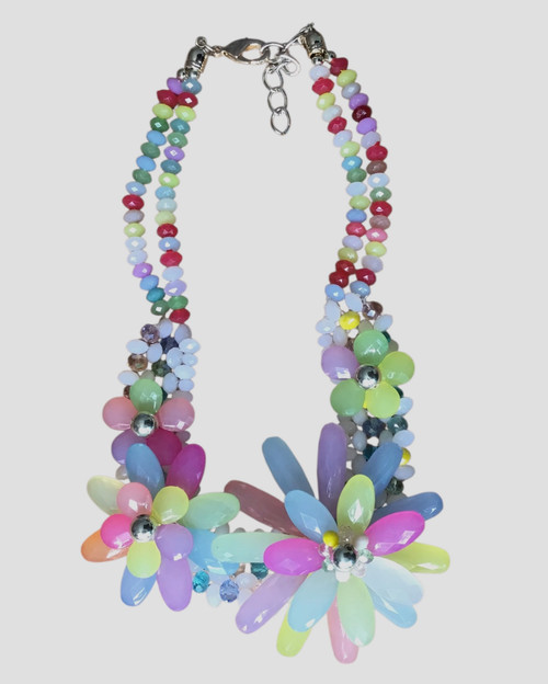 2966 A-Beaded Floral Statement Necklace*