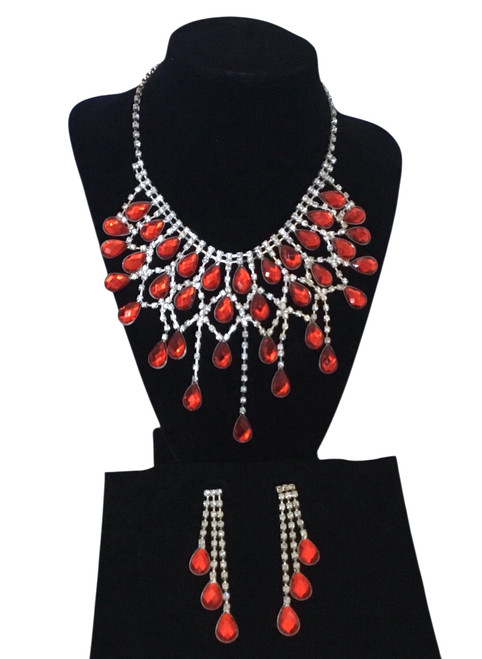 2968 A-Scarlet crystal necklace*