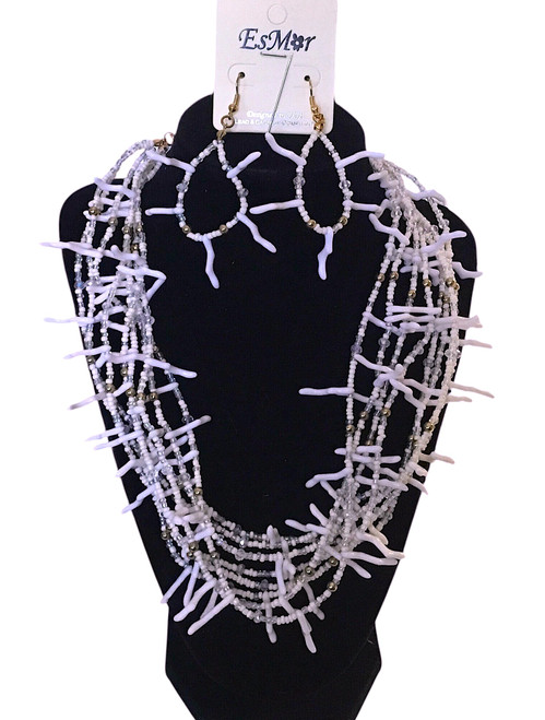 2974-Multi-layer resin bead coral necklace*