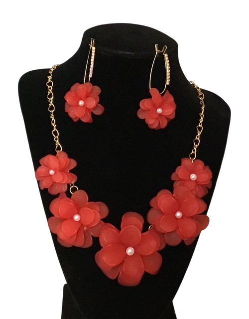 2997 A-Acrylic flower necklace and earring set