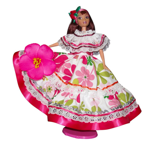 Handmade cultural doll, Latin folkloric doll, traditional Hispanic dress doll
