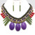 2911 J-Woman Multi Color Bead Necklace Earrings set.