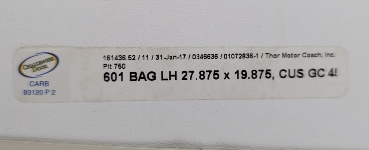 Challenger 27.875" x 19.875" RV Baggage Compartment Access Door Hatch Camper