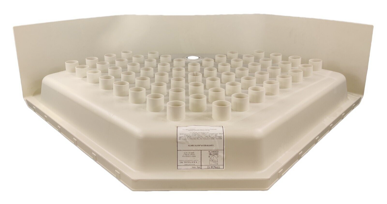 RV Corner Shower Pan Base 34" Parchment Center Drain Camper Wash Bath Room