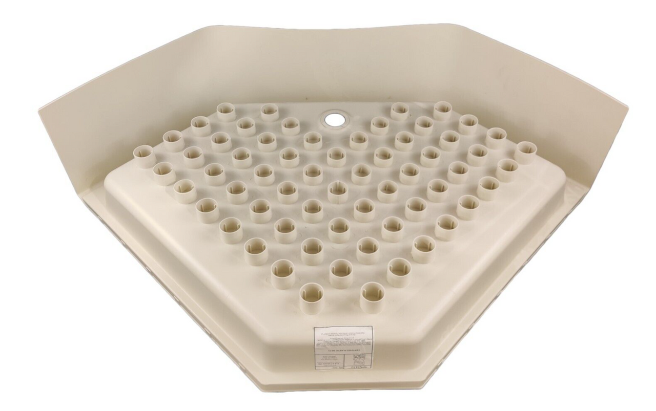 RV Corner Shower Pan Base 34" Parchment Center Drain Camper Wash Bath Room