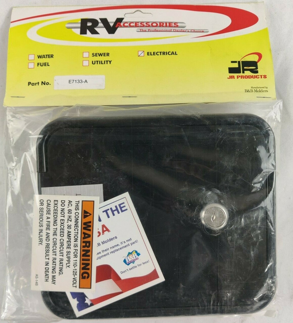 JR Products Electrical Power Cord Cable Hatch Black Plastic RV Camper E7133-A