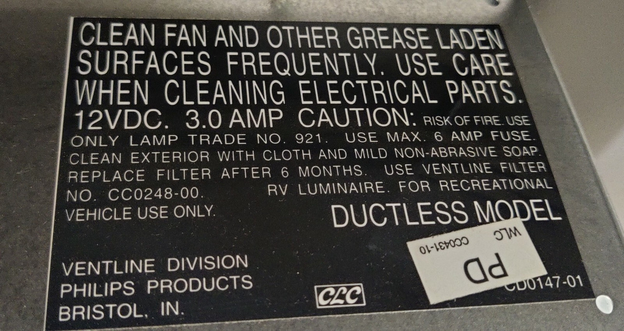 24" Range Stove Black Ductless Hood Vent W/ Fan Light RV Camper 12V S0730 Series