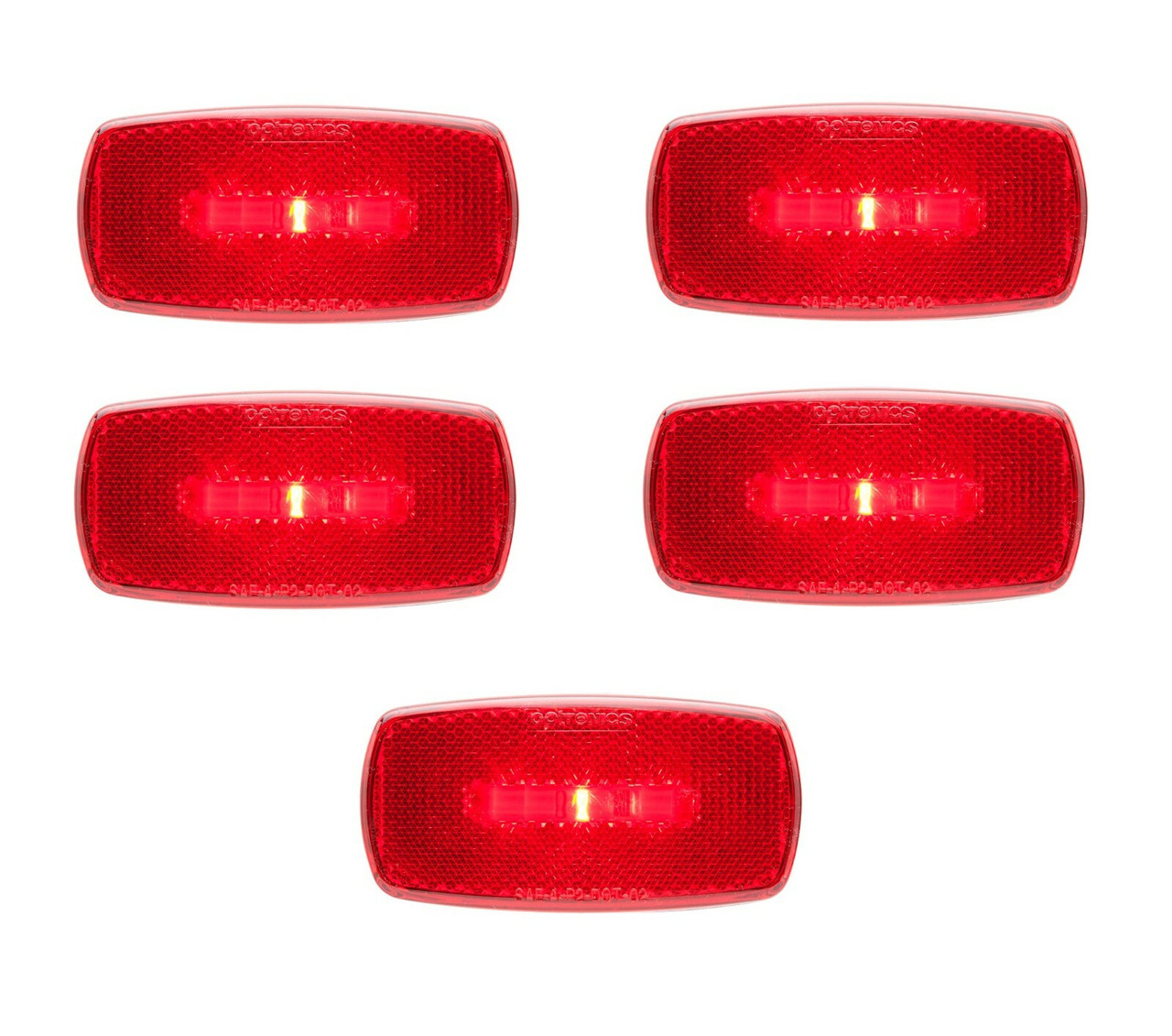(5) Optronics Red LED Clearance Marker Light 1 Diode 4" x 2" Surface RV Trailer