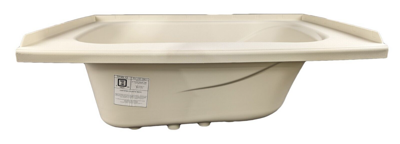 RV Bath Tub 36" x 24" Parchment Left Drain Trailer Camper Wash Bath Room Shower