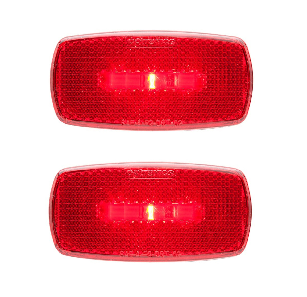 (2) Optronics Red LED Clearance Marker Light 1 Diode 4" x 2" Surface RV Trailer
