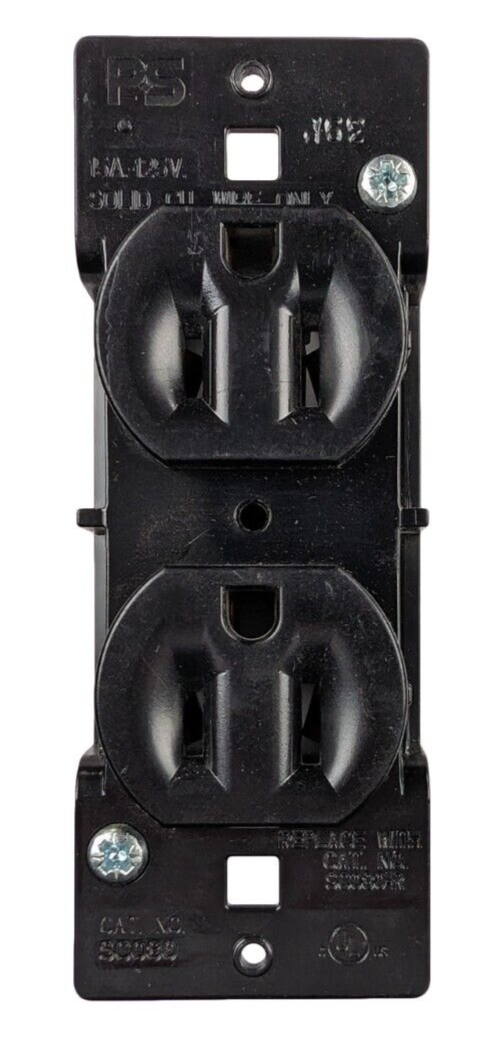 Pass & Seymour Contained Dual Black Receptacle Outlet 15A 125V RV Camper SC080-R