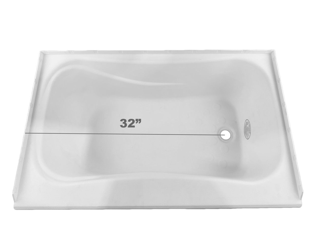 RV Bath Tub 38" x 24" White Right Drain Trailer Camper Wash Bath Room Shower