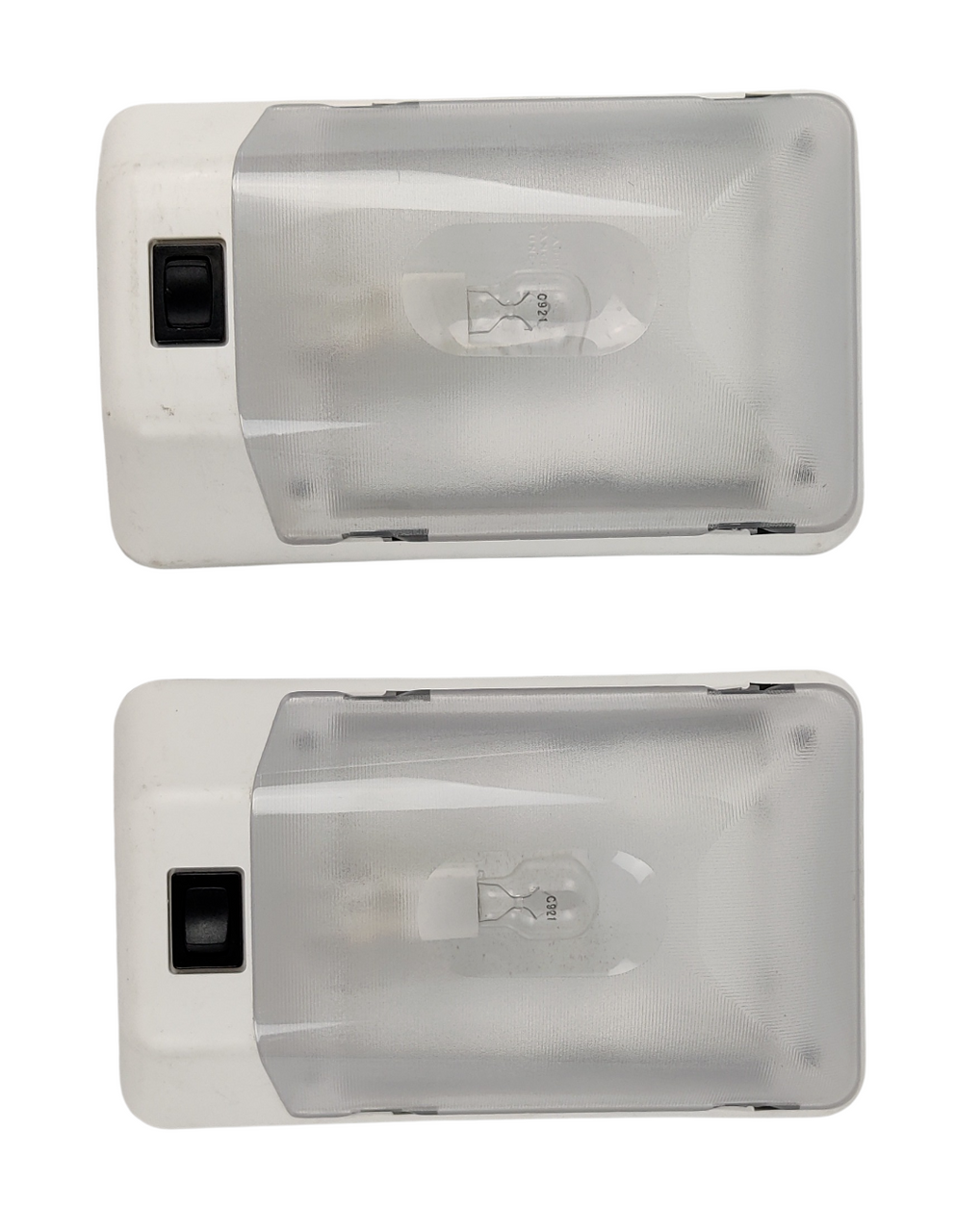 (2) Single Light w/ Switch 12 Volt Incandescent Clear RV Camper Trailer