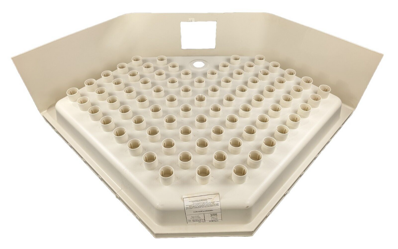 RV Corner Shower Pan Base 36" Parchment Center Drain Camper Wash Bath Room