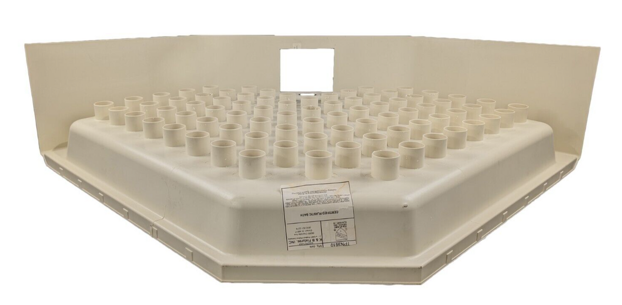 RV Corner Shower Pan Base 36" Parchment Center Drain Camper Wash Bath Room