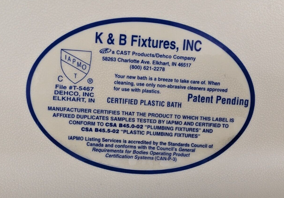 RV Corner Shower Pan Base 36" Parchment Center Drain Camper Wash Bath Room