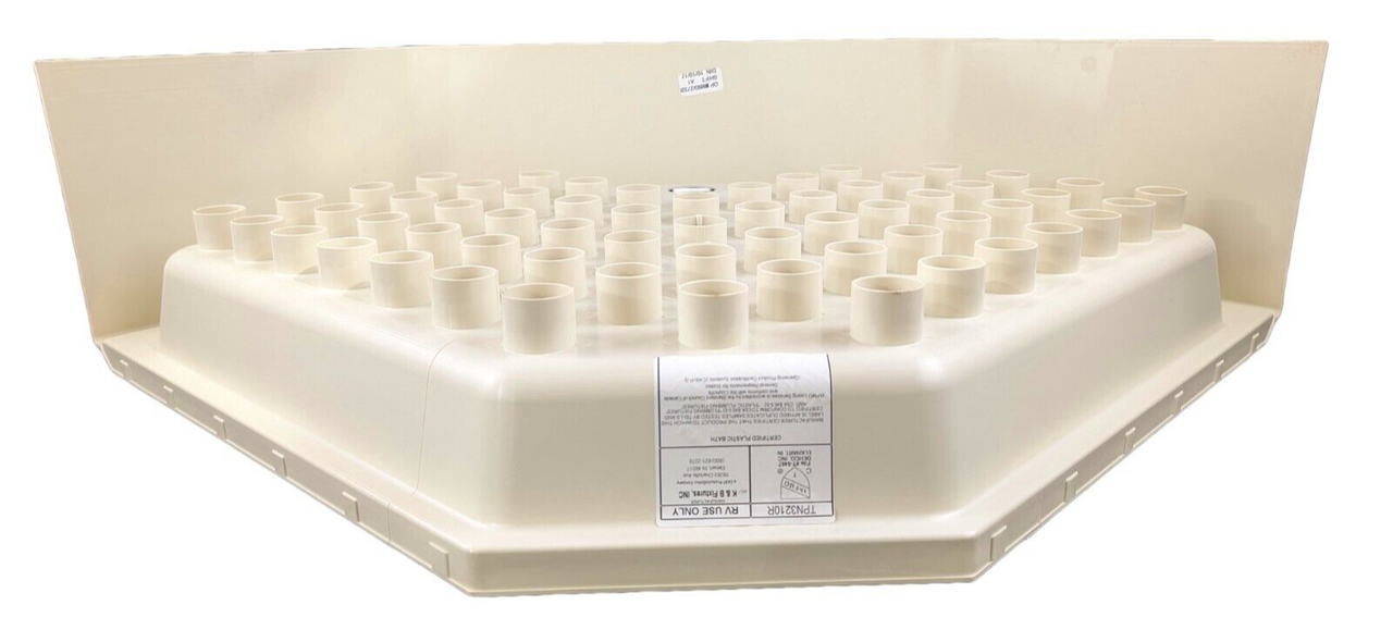 RV Corner Shower Pan Base 32 x 32 x 11 Parchment Center Drain Camper Bath Room