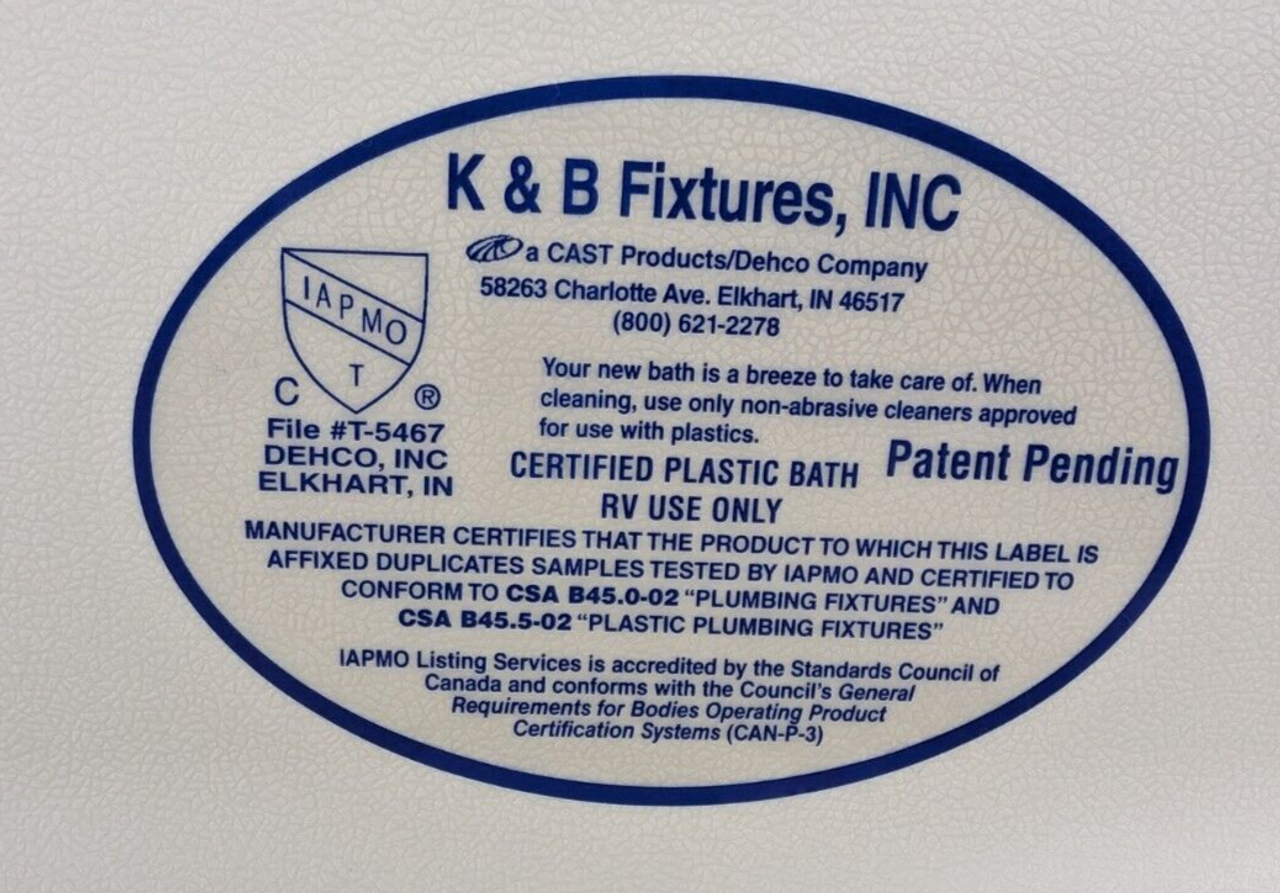 RV Corner Shower Pan Base 32 x 32 x 11 Parchment Center Drain Camper Bath Room