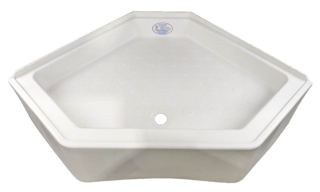 RV Corner Shower Pan 32" White Center Drain Camper Bath Room Neo Angle Base