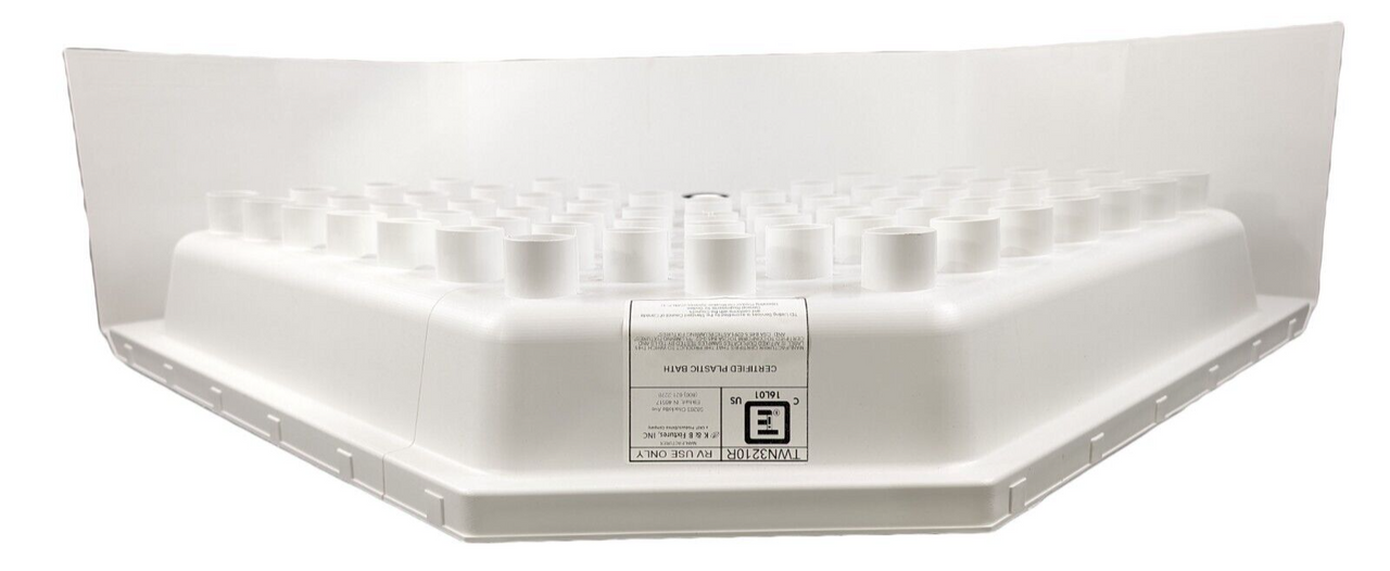 RV Corner Shower Pan 32" White Center Drain Camper Bath Room Neo Angle Base