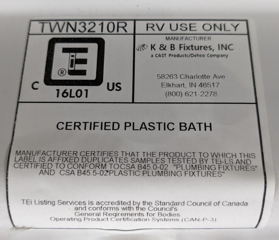 RV Corner Shower Pan 32" White Center Drain Camper Bath Room Neo Angle Base