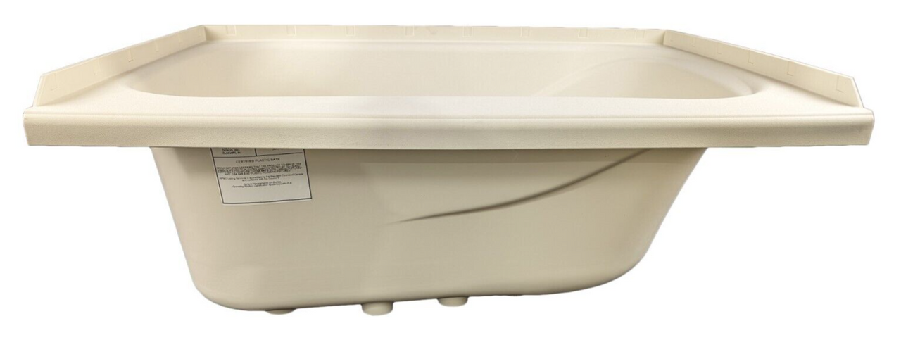 RV Bath Tub 32" x 24" Parchment Left Drain Trailer Camper Wash Bath Room Shower