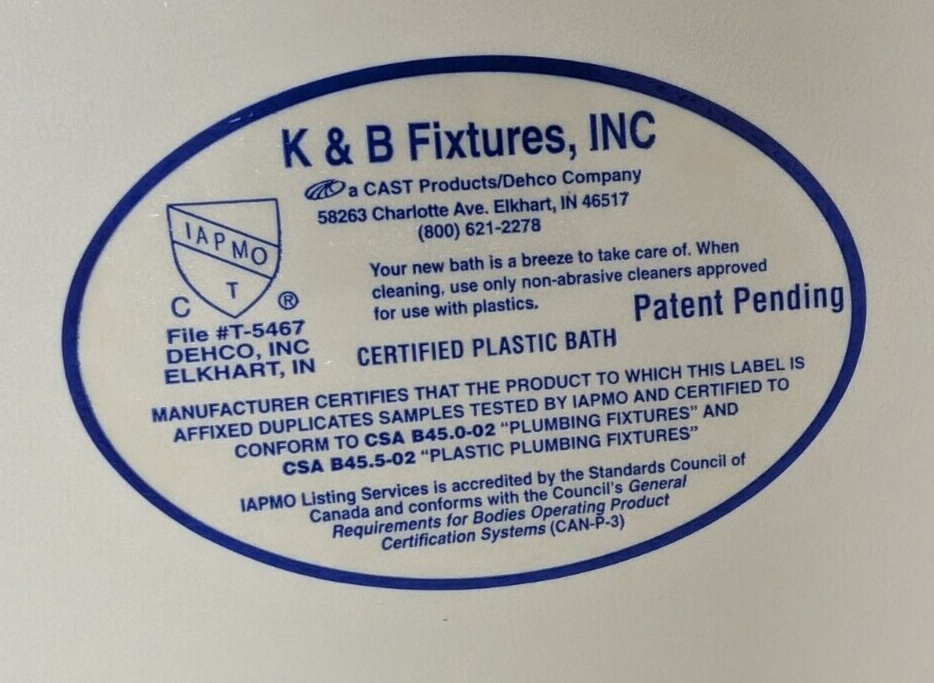 RV Bath Tub 32" x 24" Parchment Left Drain Trailer Camper Wash Bath Room Shower