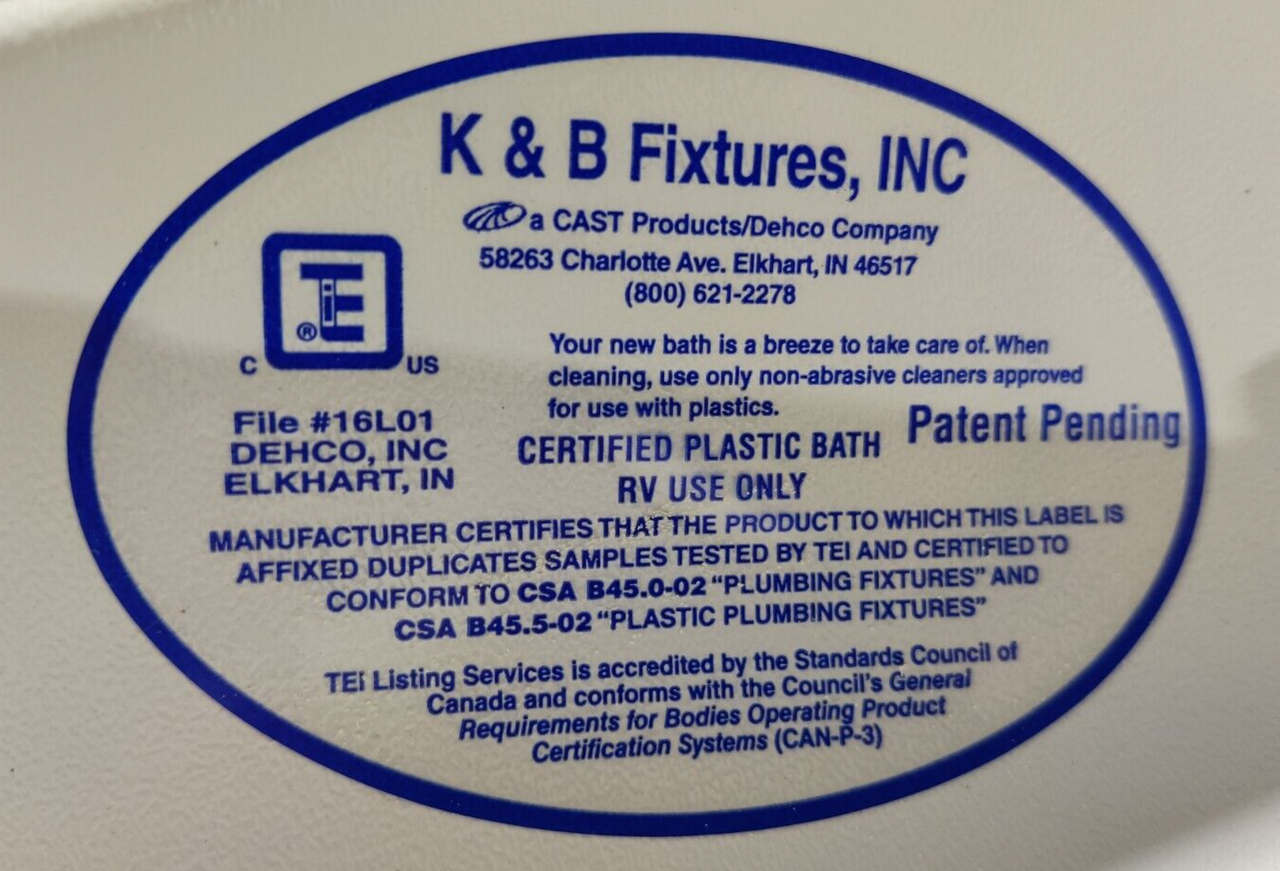 RV Shower Pan Base 40" x 24" White Left Drain Trailer Camper Wash Bath Room