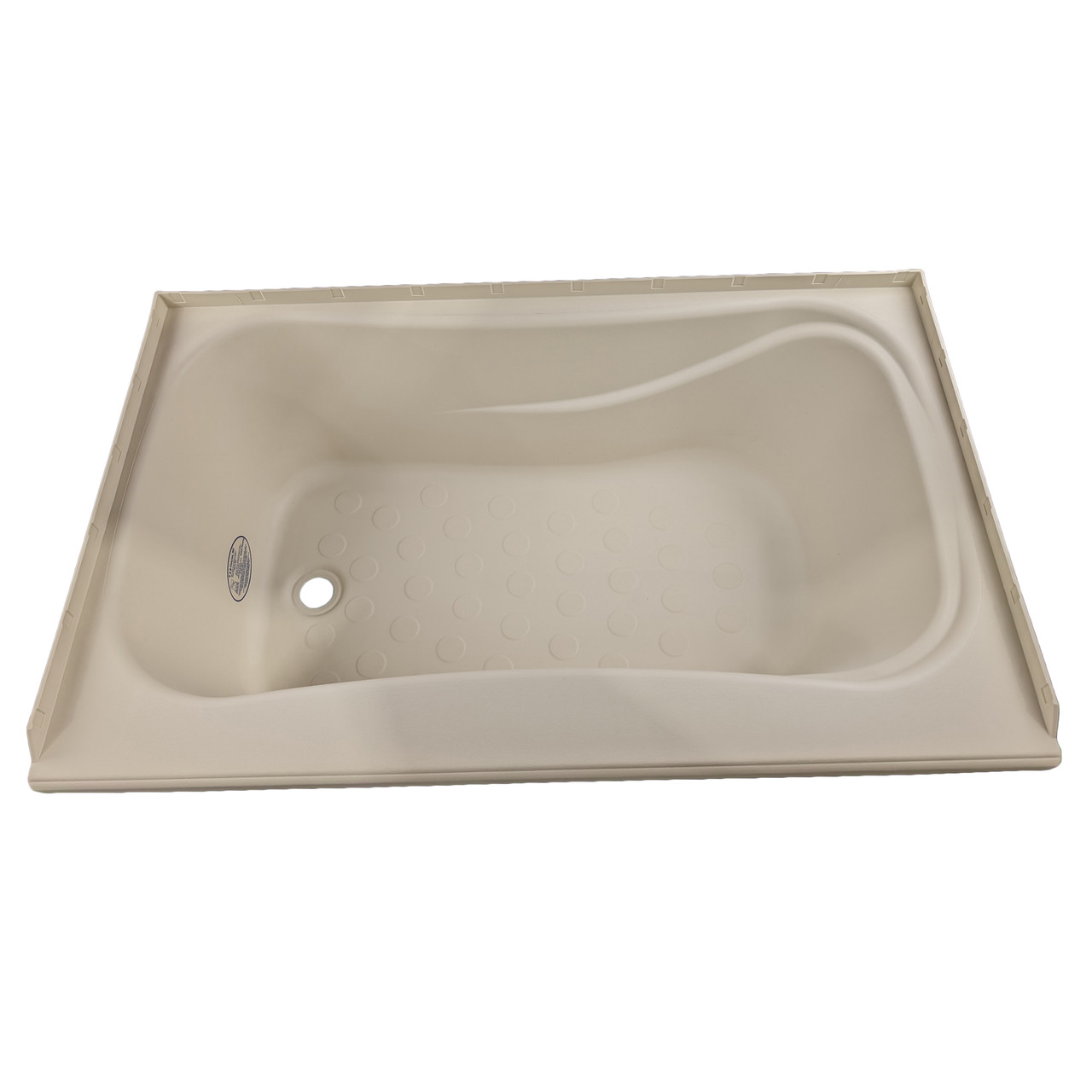 RV Bath Tub 38" x 24" Parchment Left Drain Trailer Camper Wash Bath Room Shower