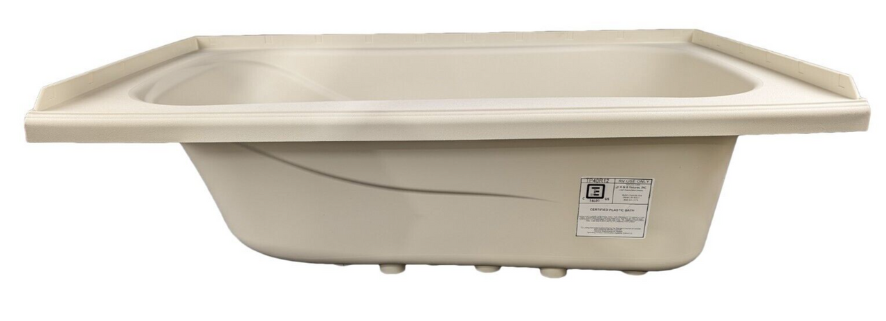 RV Bath Tub 40" x 24" Parchment Right Drain Trailer Camper Wash Bath Room Shower