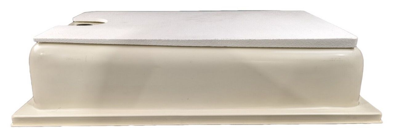 RV Shower Pan Base 40" x 24" Parchment Left Drain Trailer Camper Bath Yellowed