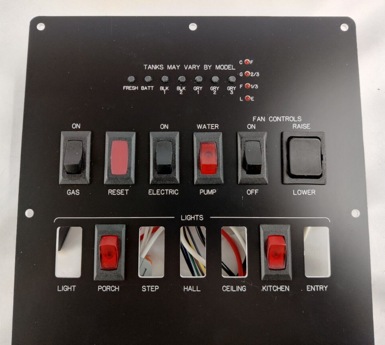 KIB M2129 RV Tank Monitor Slide Out Light Awning Switch Control Panel Camper