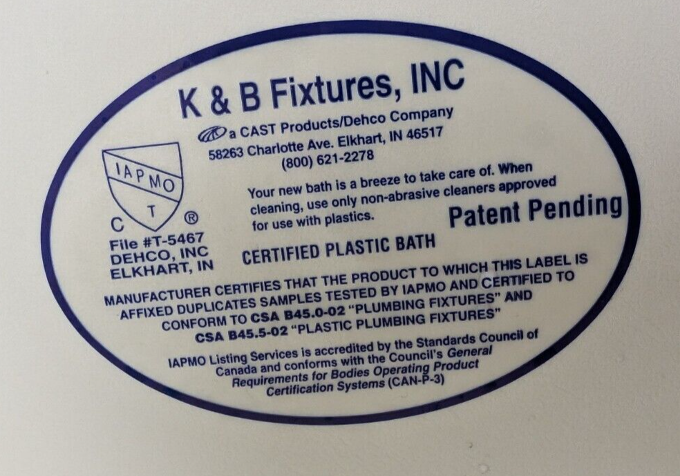 RV Bath Tub 38" x 24" Parchment Right Drain Trailer Camper Wash Bath Room Shower