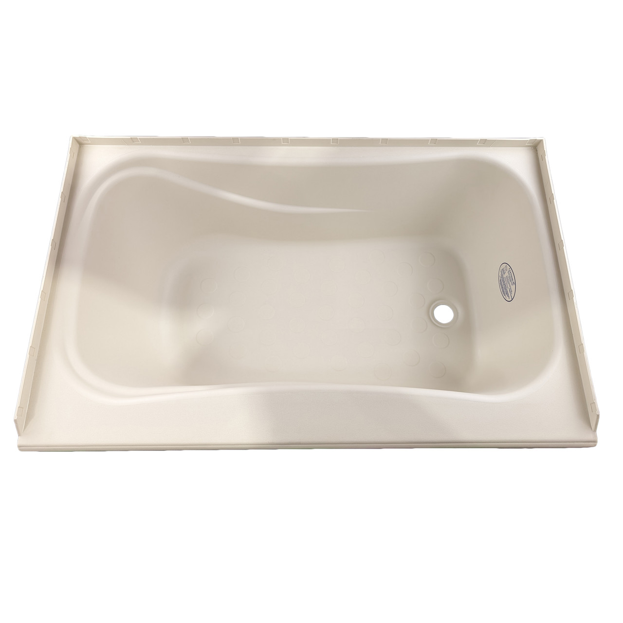 RV Bath Tub 38" x 24" Parchment Right Drain Trailer Camper Wash Bath Room Shower