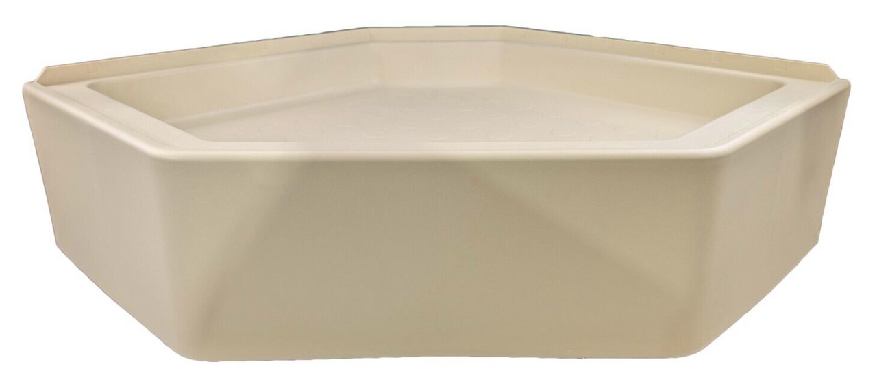 RV Corner Shower Pan Base 34" Parchment Center Drain Camper Wash  Bath Yellowed