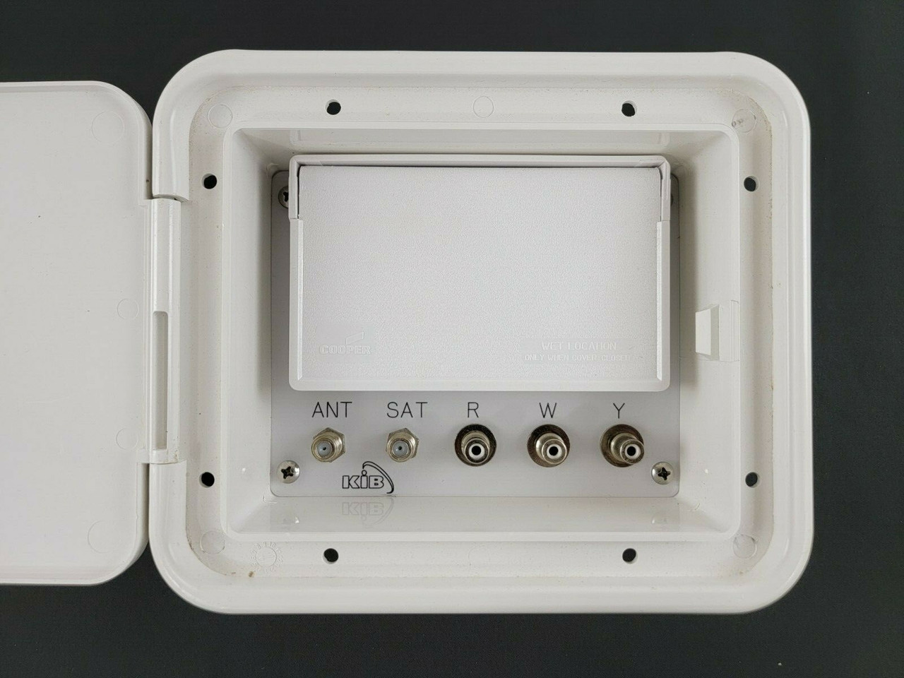 KIB Entertainment Center TV RCA Power Outlet Hatch Hookup 7.5" x 6.5" RV Camper