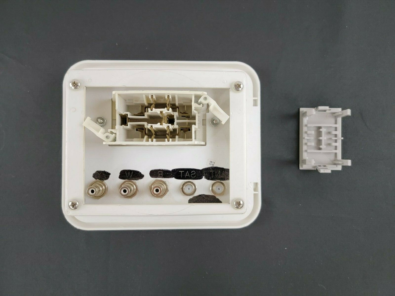 KIB Entertainment Center TV RCA Power Outlet Hatch Hookup 7.5" x 6.5" RV Camper