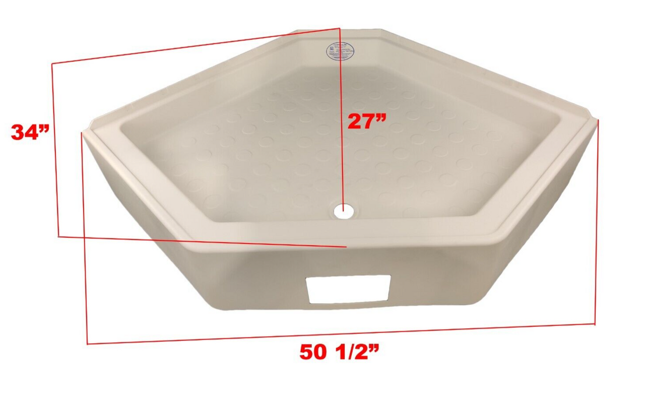 RV Corner Shower Pan Base 36" White Center Drain Trailer Camper Wash Bath Room