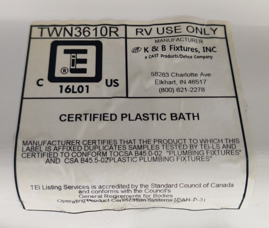 RV Corner Shower Pan Base 36" White Center Drain Trailer Camper Wash Bath Room