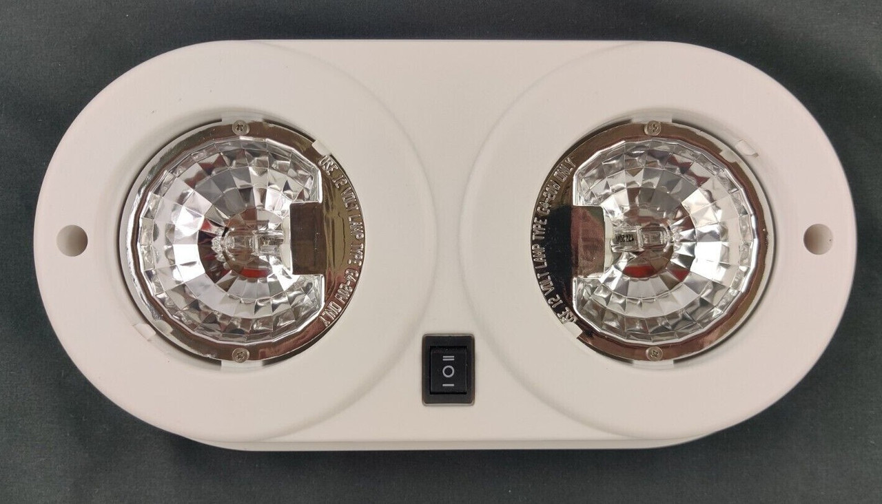 Halogen Dual Double Interior Light 12v Surface Mount W Switch Ceiling Fixture RV