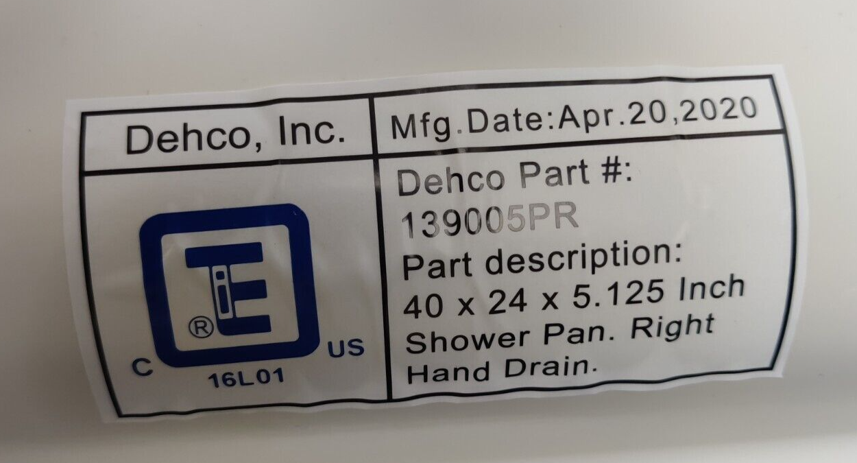 RV Shower Pan Base 40" x 24" Parchment Right Drain Trailer Camper Wash Bath Room