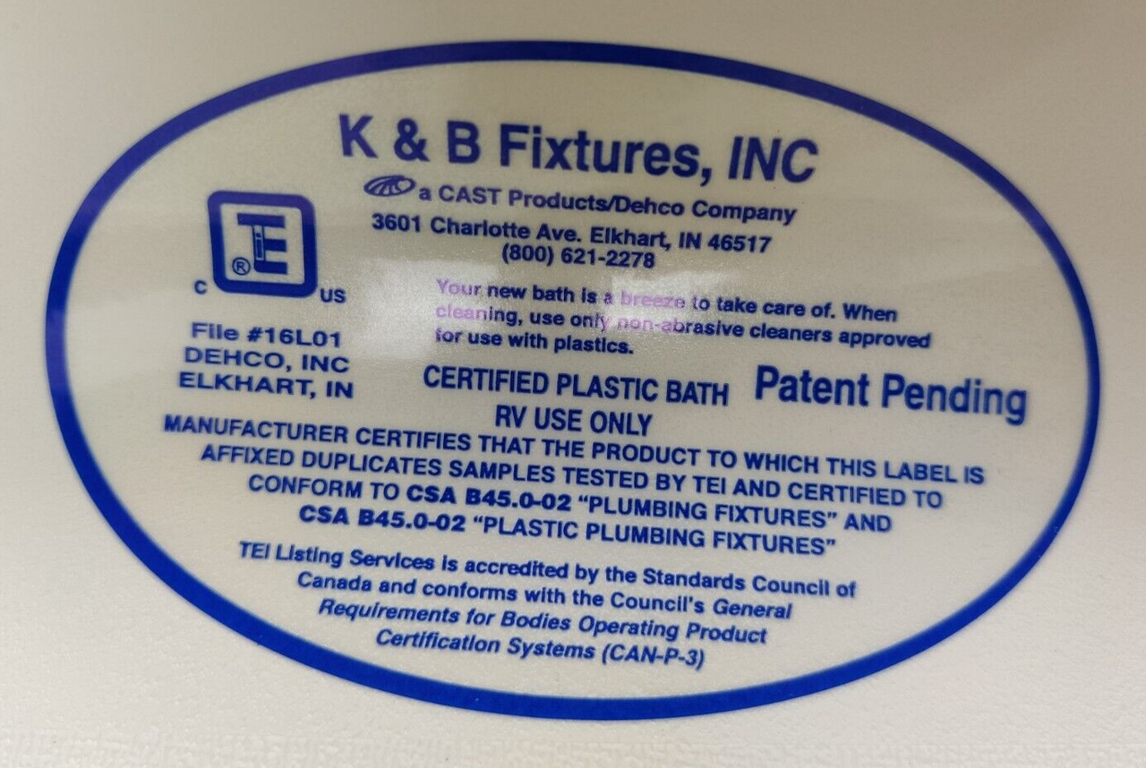 RV Shower Pan Base 40" x 24" Parchment Left Drain Trailer Camper Wash Bath Room