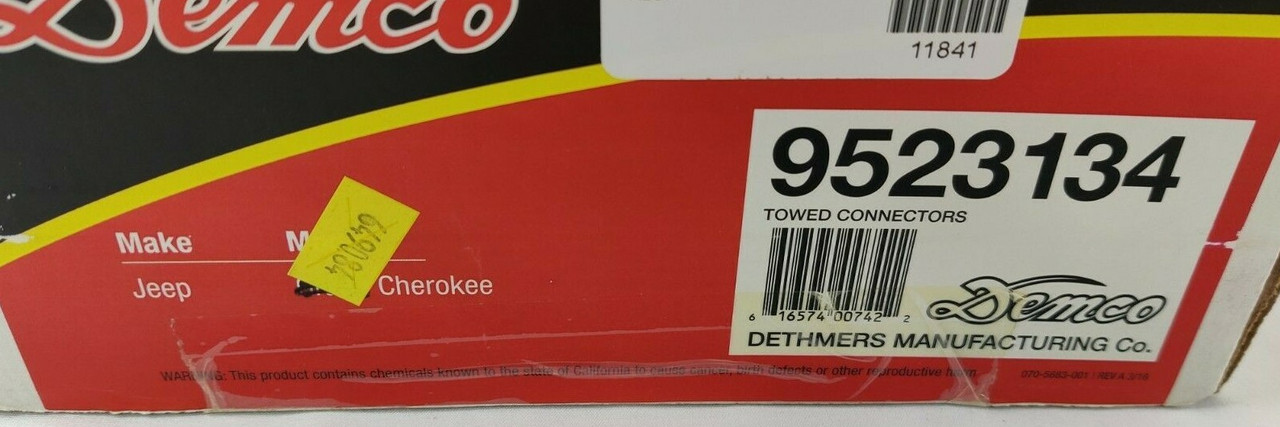 Demco Towed Connector Electrical Hook Up Jeep Cherokee '14-'18 Motorhome Towing