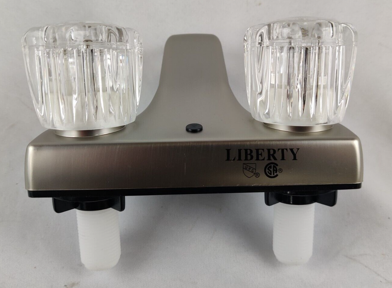 RV Mobile Motor Home Bathroom Sink Lavatory Faucet 4" Brushed Nickel Clear