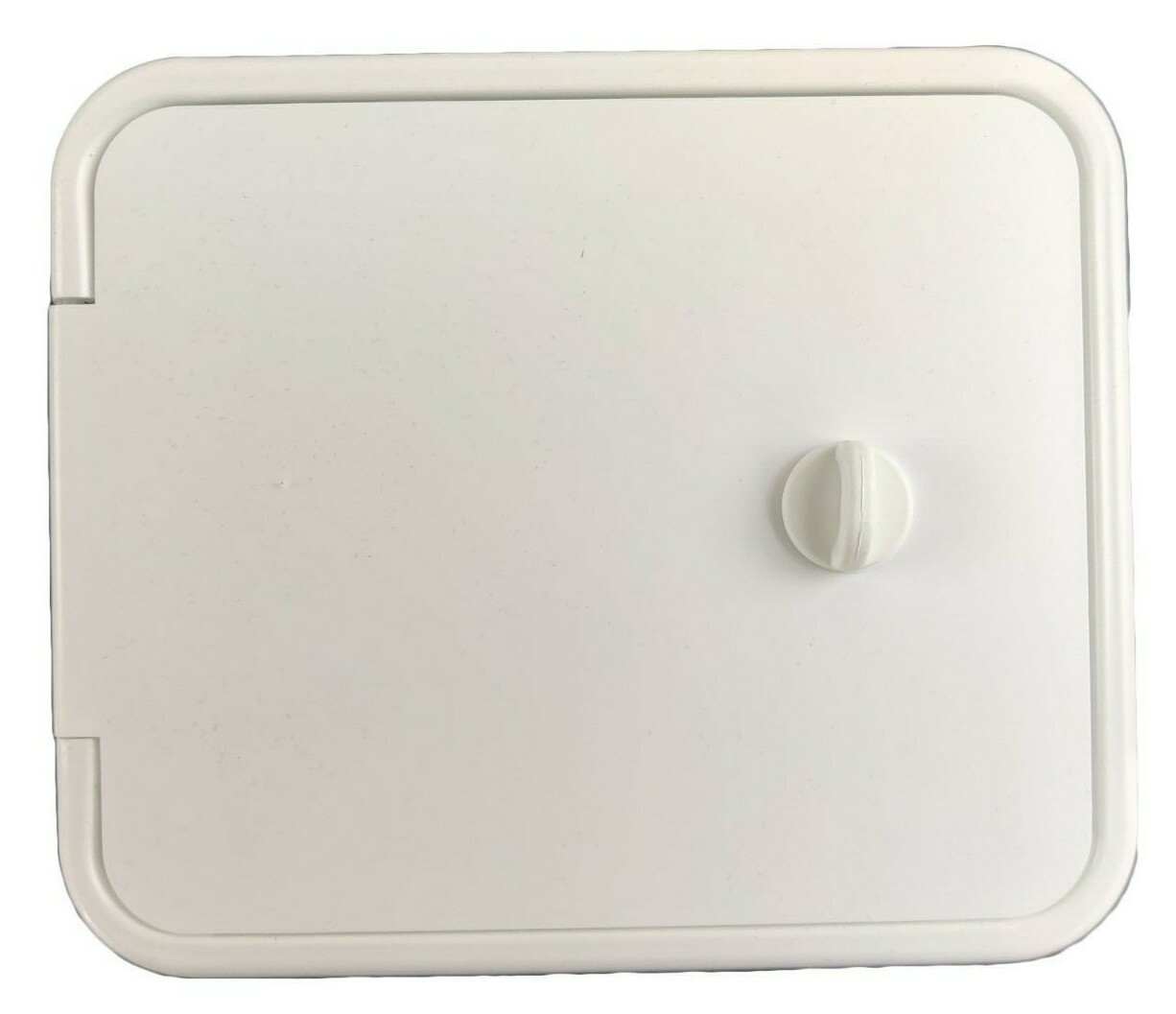 JR Products RV Sewer Hose Storage Hatch 7.5" x 6.5" White Thumb Lock Camper