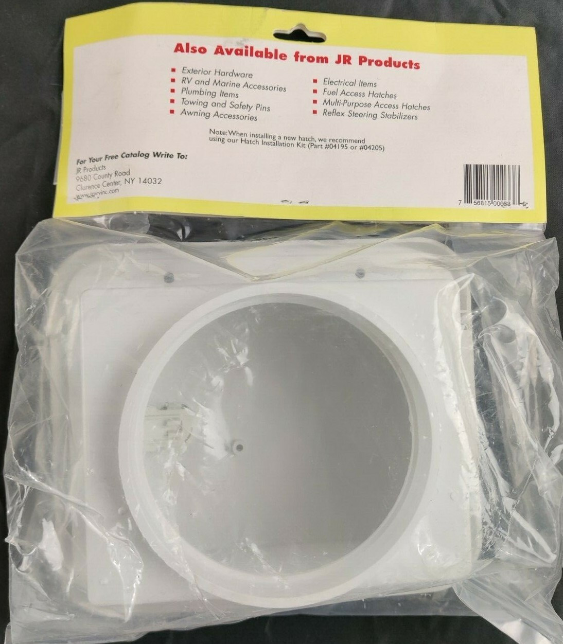 JR Products RV Sewer Hose Storage Hatch 7.5" x 6.5" White Thumb Lock Camper